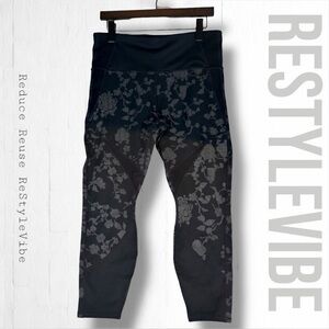 ATHLETA Women’s Size LP Leggings Performance Running Reflective Floral High Rise
